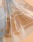 Sky Blue Lehariya  Saree in Kora Silk