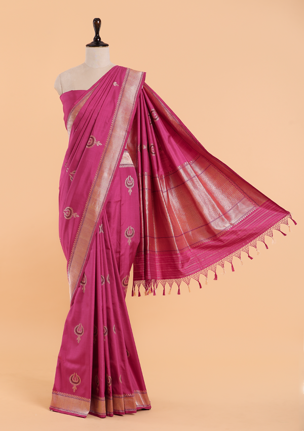 Pink Butta Saree in Silk