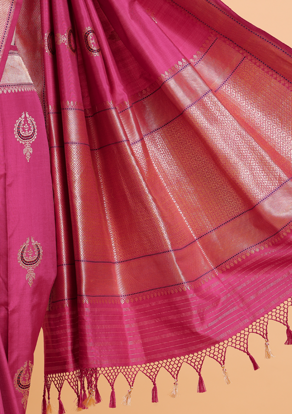 Pink Butta Saree in Silk