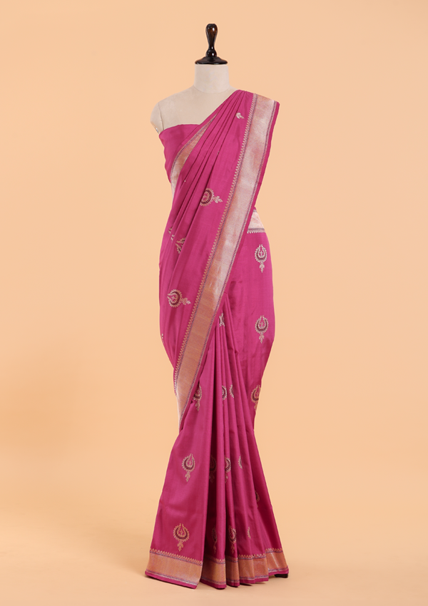 Pink Butta Saree in Silk