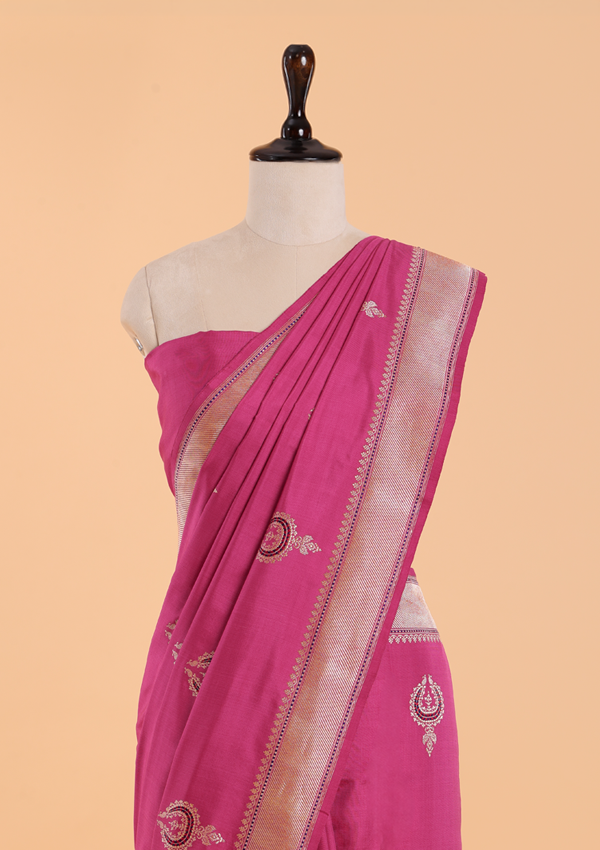 Pink Butta Saree in Silk