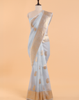 Sky Blue Butta Saree in Kora Silk