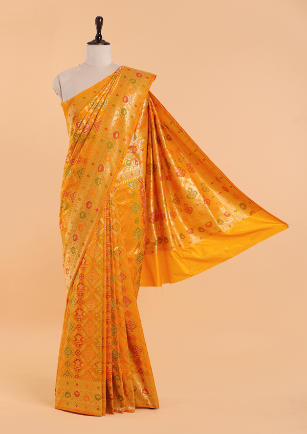 Mustard Yellow Patola Saree in Silk