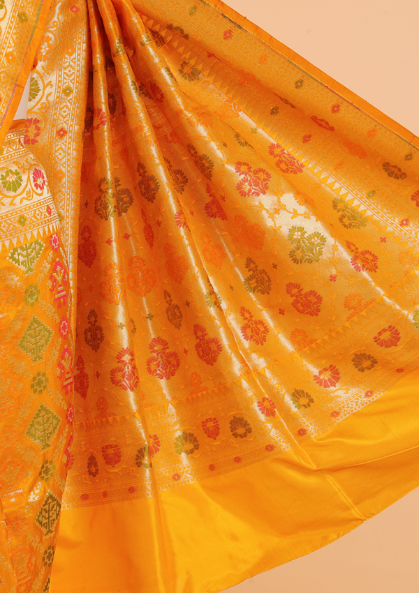 Mustard Yellow Patola Saree in Silk