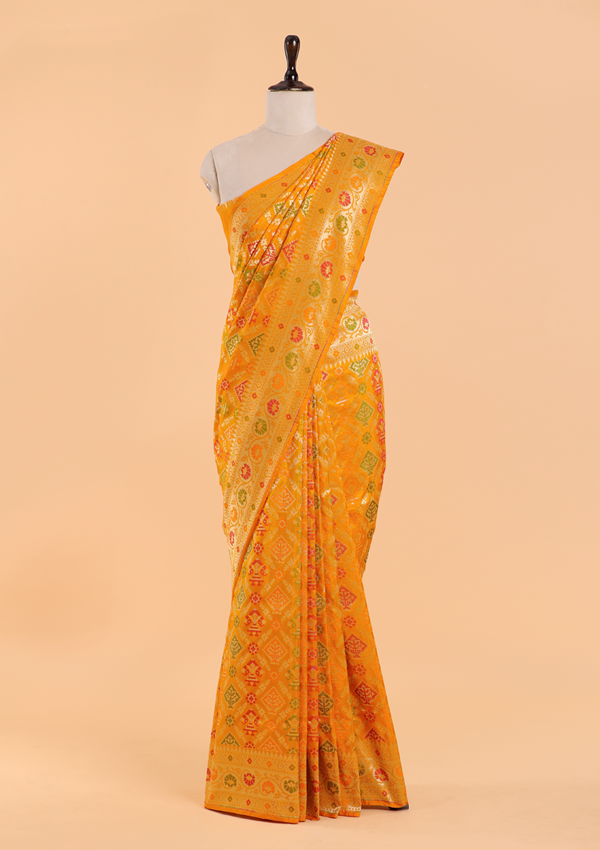 Mustard Yellow Patola Saree in Silk