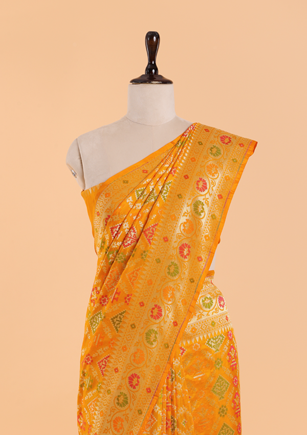 Mustard Yellow Patola Saree in Silk