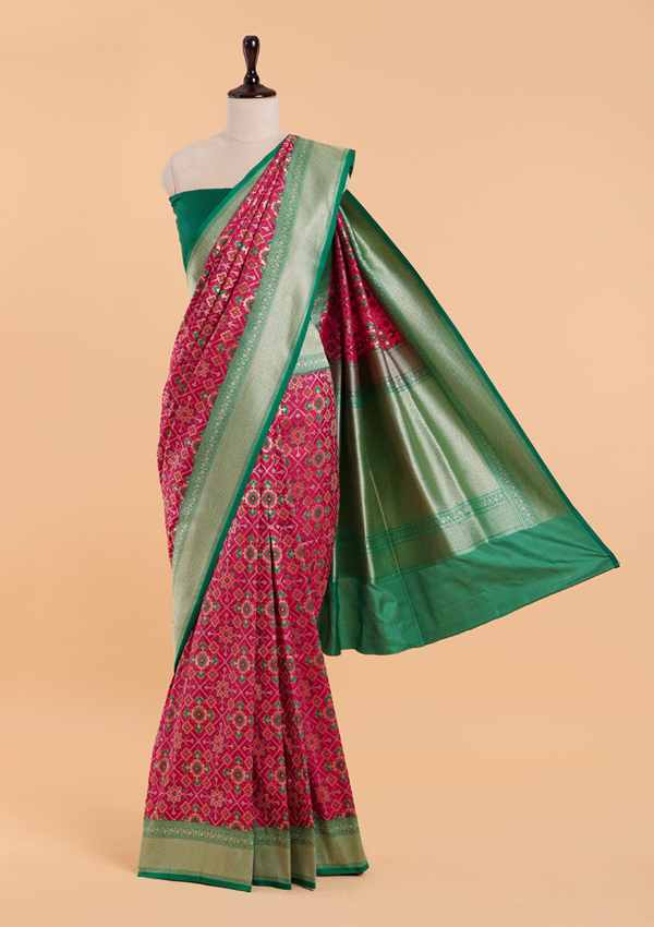 Rani Pink Patola Saree in Silk