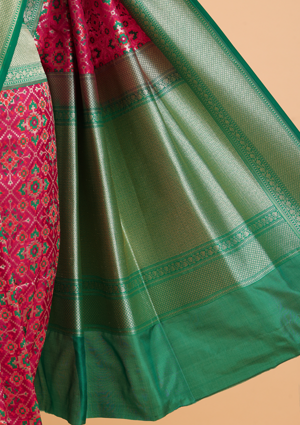 Rani Pink Patola Saree in Silk