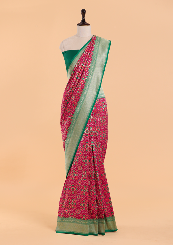 Rani Pink Patola Saree in Silk