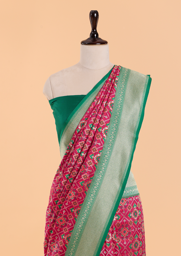 Rani Pink Patola Saree in Silk