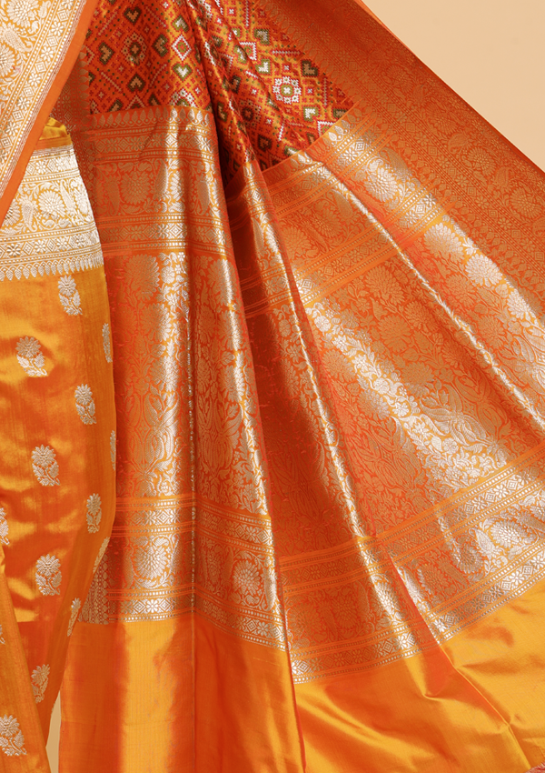 Short Gold Patola Saree in Silk