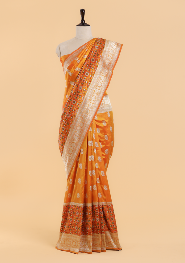 Short Gold Patola Saree in Silk