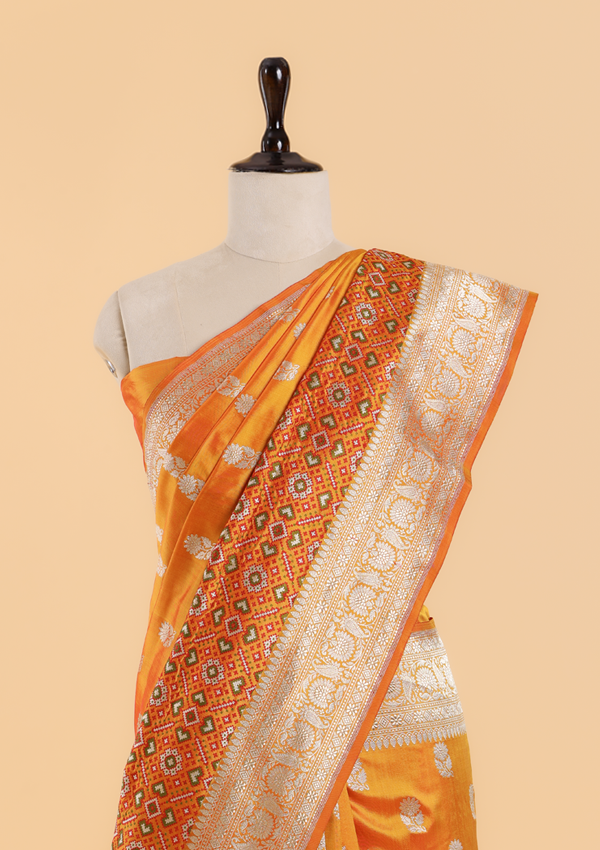 Short Gold Patola Saree in Silk
