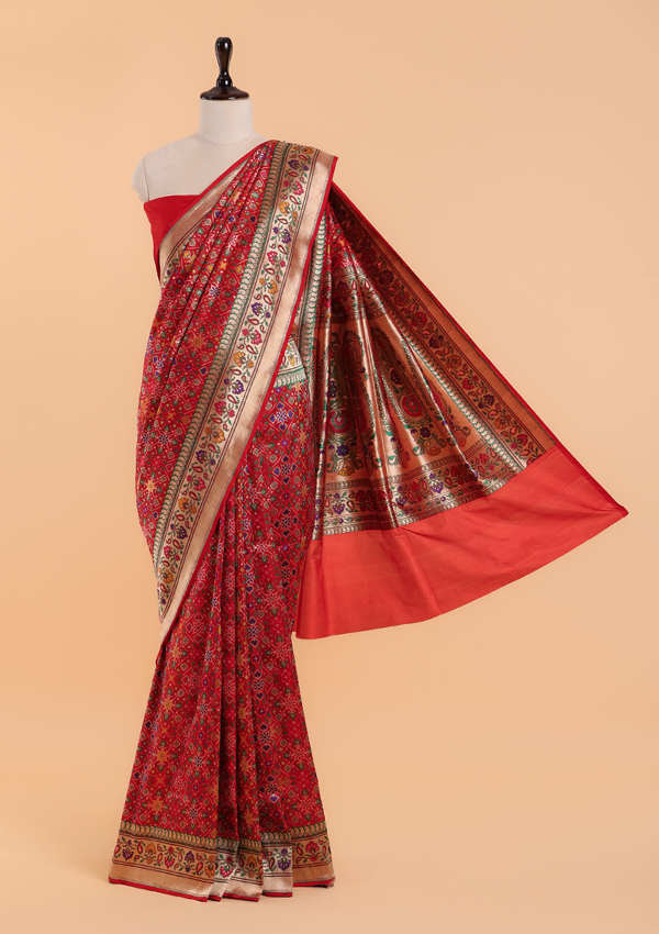 Red Patola Saree in Silk