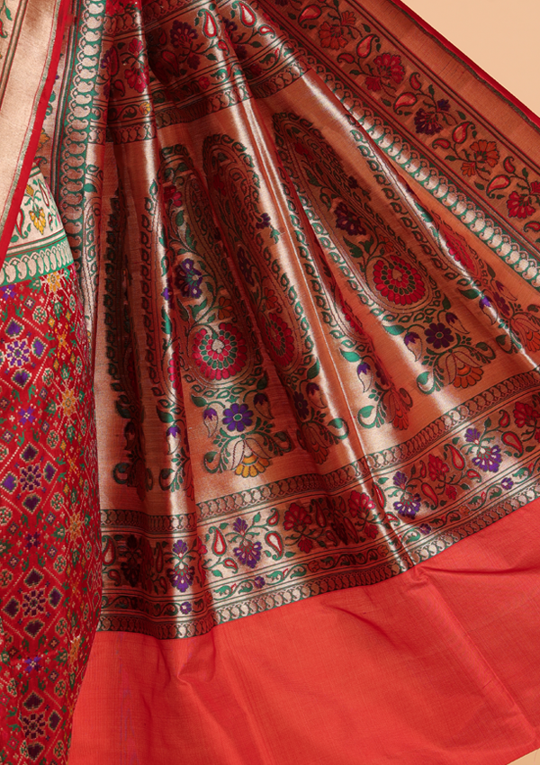 Red Patola Saree in Silk