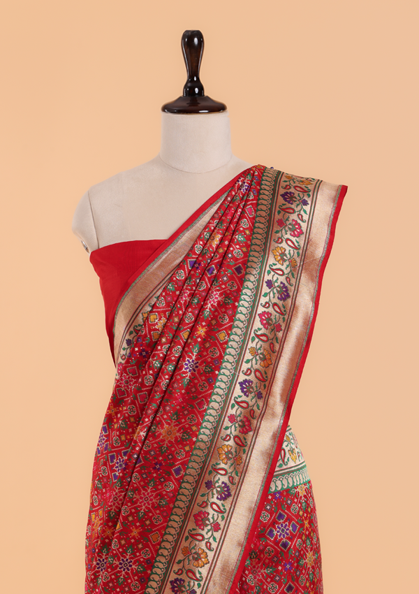 Red Patola Saree in Silk