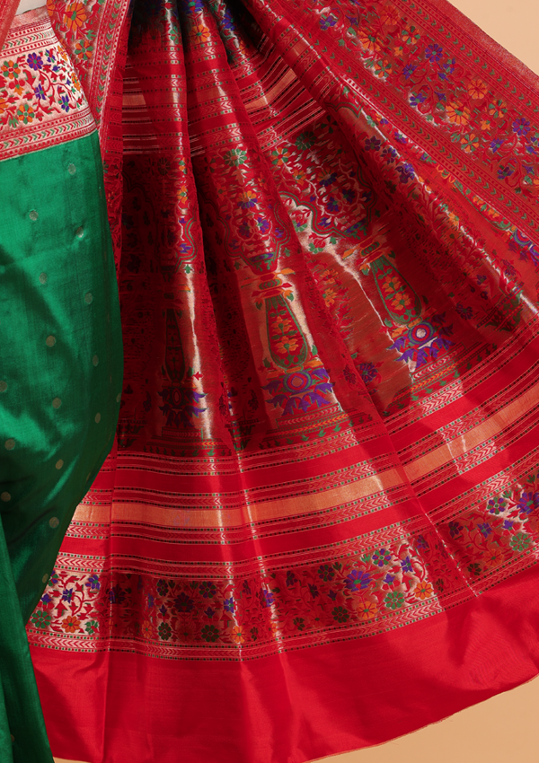 Green Paithani Saree in Silk