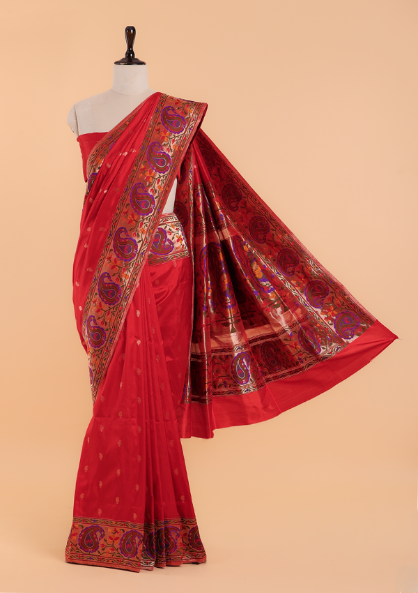 Red Paithani Saree in Silk