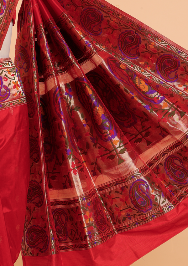 Red Paithani Saree in Silk