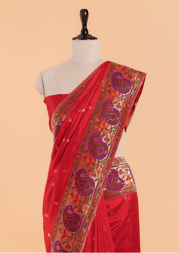 Red Paithani Saree in Silk