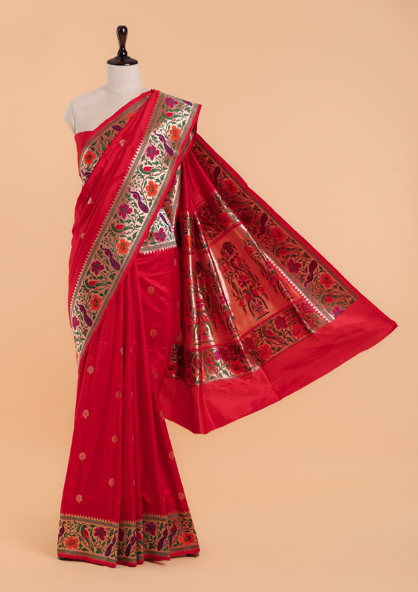 Red Paithani Saree in Silk