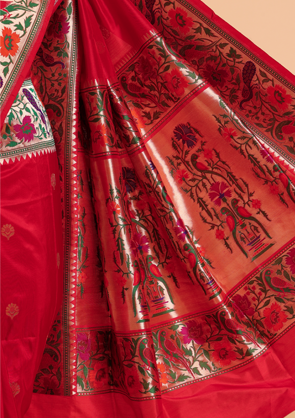 Red Paithani Saree in Silk