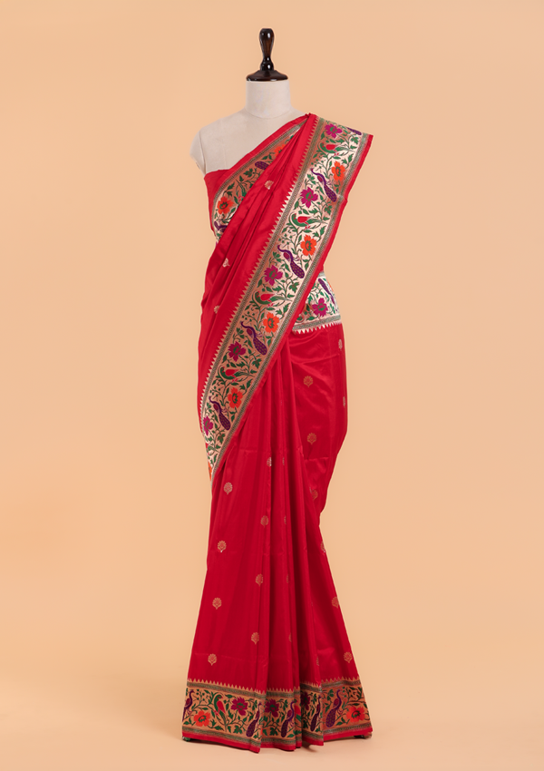 Red Paithani Saree in Silk