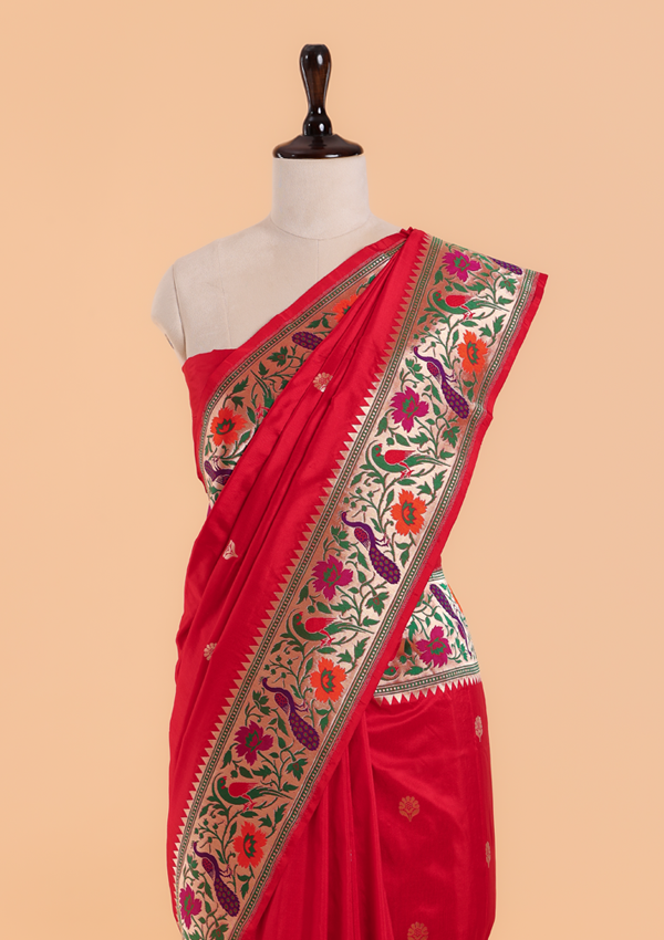 Red Paithani Saree in Silk