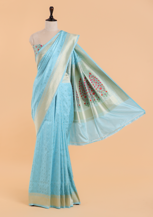 Firozi Paithani Pallu Saree in Silk