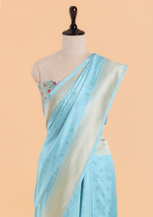 Firozi Paithani Pallu Saree in Silk