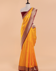 Yellow Lehariya Saree in Silk