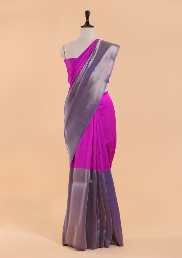 Magenta Plain Saree in Silk