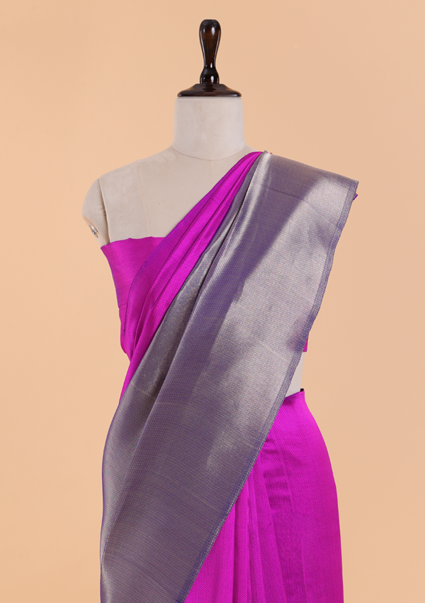Magenta Plain Saree in Silk