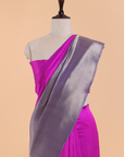 Magenta Plain Saree in Silk