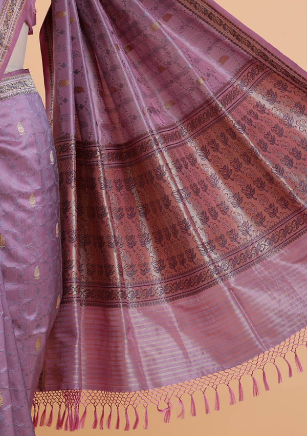 Mauve Butti Saree in Silk