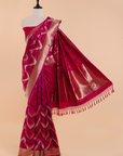Magenta Pink Lehariya Saree in Silk