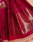 Magenta Pink Lehariya Saree in Silk