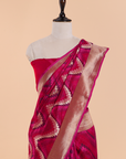 Magenta Pink Lehariya Saree in Silk