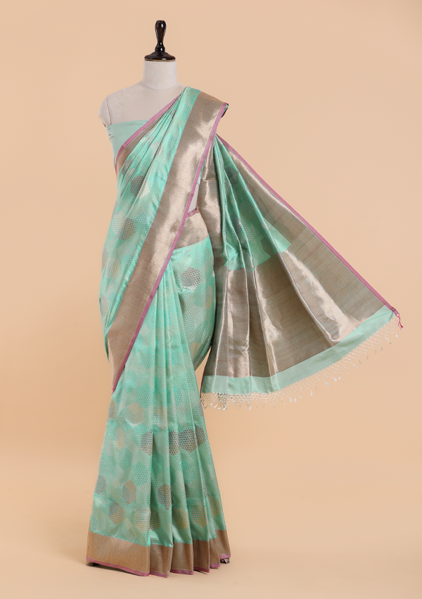 Sea Green Butta Saree in Silk
