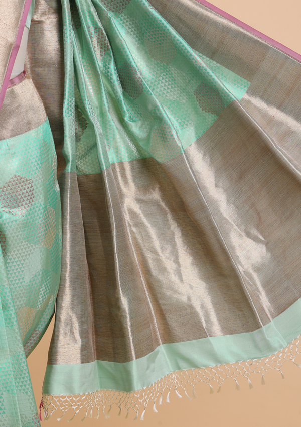 Sea Green Butta Saree in Silk