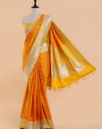 Yellow Plain Saree in Silk