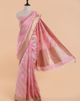 Light Pink Lehariya Saree in Silk