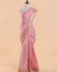Light Pink Lehariya Saree in Silk