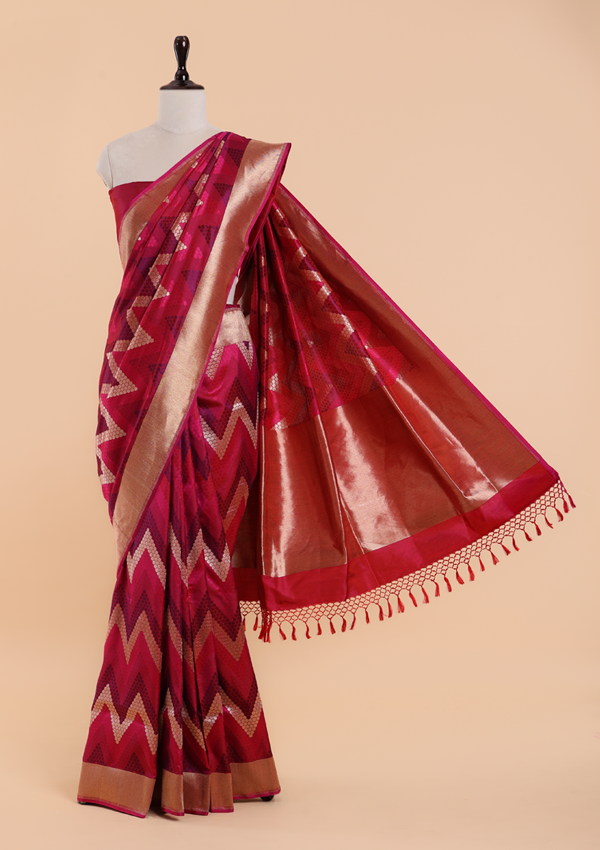 Rani Pink Tanchoi Saree in Silk