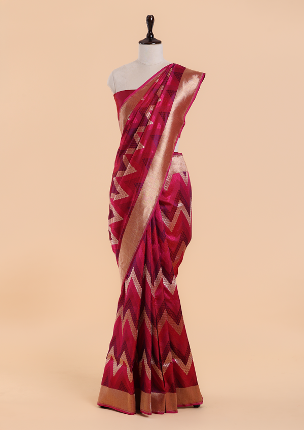 Rani Pink Tanchoi Saree in Silk