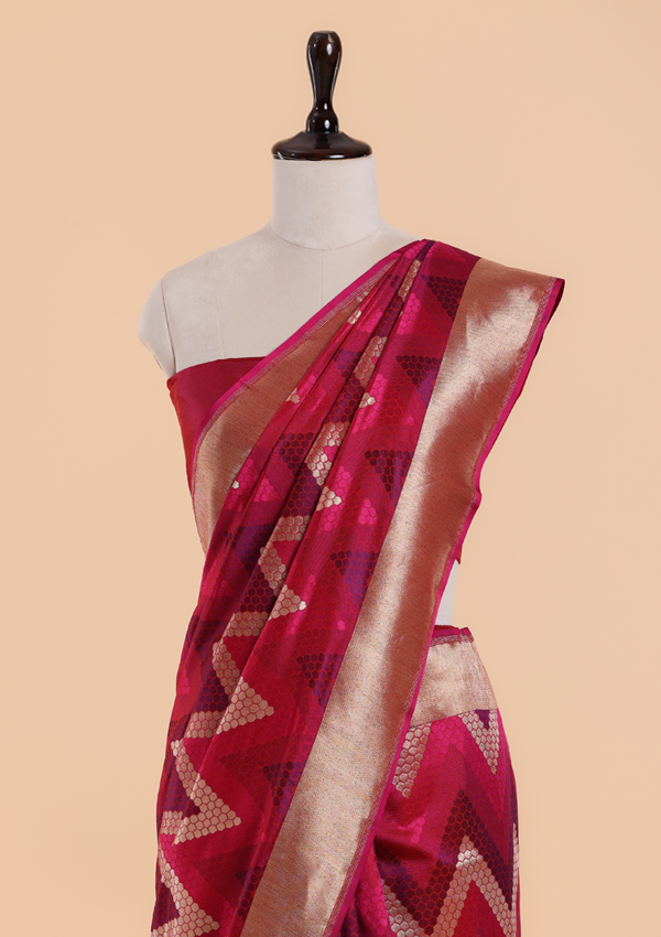 Rani Pink Tanchoi Saree in Silk