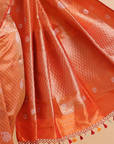 Rust Brocade Saree In Silk