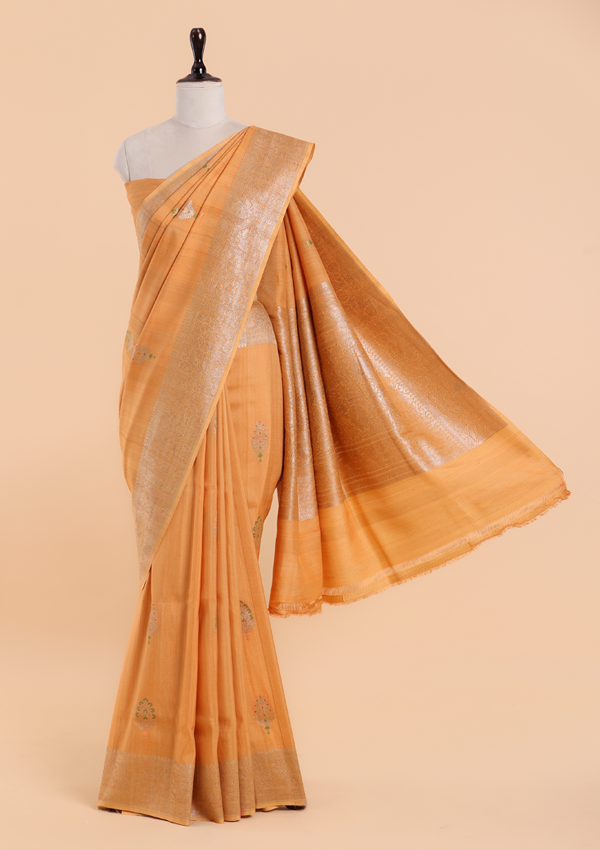 Orange Butta Saree in Georgette Tussar