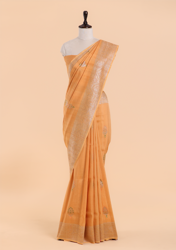 Orange Butta Saree in Georgette Tussar