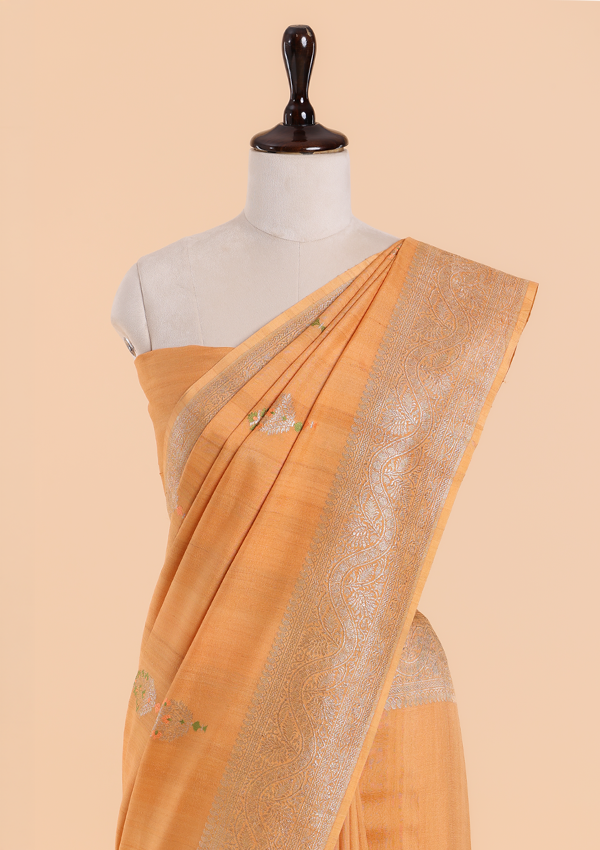 Orange Butta Saree in Georgette Tussar